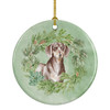 Dachshund Chocolate and Tan Christmas Wreath Ceramic Ornament product image at NuMercy
