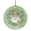 Sheltie/Shetland Sheepdog Puppy Sable Christmas Wreath Ceramic Ornament product image at NuMercy