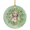 Dachshund Sable Longhaired Christmas Wreath Ceramic Ornament product image at NuMercy