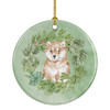 Shiba Inu Puppy Sitting Pretty Christmas Wreath Ceramic Ornament product image at NuMercy