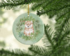 Shiba Inu Puppy Sitting Pretty Christmas Wreath Ceramic Ornament product image at NuMercy 2