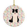 Merry Christmas Border Collie Black White Ceramic Ornament product image at NuMercy