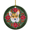 Pembroke Corgi Poinsettia Wreath Ceramic Christmas Ornament product image at NuMercy