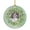 Cocker Spaniel Black and White Ticked Christmas Wreath Ceramic Ornament product image at NuMercy