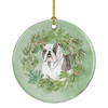 Bulldog Brindled Christmas Wreath Ceramic Ornament product image at NuMercy