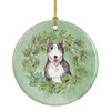 Bull Terrier Black and White Christmas Wreath Ceramic Ornament product image at NuMercy