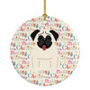 Merry Christmas Pug Cream Ceramic Ornament product image at NuMercy