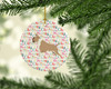 Fawn and White Bull Terrier Merry Christmas Ceramic Ornament product image at NuMercy 2