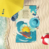 Surfer Dog Black Newfoundland Premium Beach Towel Oversized product image at NuMercy 2