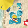 Surfer Dog Red White Siberian Husky Premium Beach Towel Oversized product image at NuMercy 2