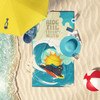 Surfer Dog Grey Newfoundland Premium Beach Towel Oversized product image at NuMercy 2