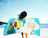 Surfer Dog Border Collie Premium Beach Towel Oversized product image at NuMercy 3