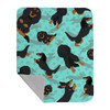 Longhaired Black Tan Dachshund Artwork Pattern Quilted Throw Blanket 50" x 60" product image at NuMercy