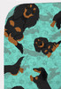 Longhaired Black Tan Dachshund Artwork Pattern Quilted Throw Blanket 50" x 60" product image at NuMercy 5