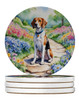 English Foxhound Spring Path Large Sandstone Absorbent Round Coasters Pack of 4 product image at NuMercy