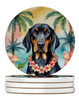 Black and Tan Coonhound Luau Large Sandstone Absorbent Round Coasters Pack of 4 product image at NuMercy