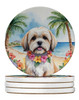 Lhasa Apso Luau Large Sandstone Absorbent Round Coasters Pack of 4 DAC6469 product image at NuMercy