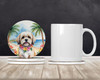 Lhasa Apso Luau Large Sandstone Absorbent Round Coasters Pack of 4 DAC6469 product image at NuMercy 2