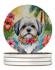 Lhasa Apso Luau Large Sandstone Absorbent Round Coasters Pack of 4 DAC6470 product image at NuMercy