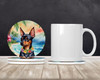 Miniature Pinscher Luau Large Sandstone Absorbent Round Coasters Pack of 4 product image at NuMercy 2