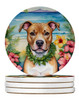 Pit Bull Terrier Luau Large Sandstone Absorbent Round Coasters Pack of 4 DAC6490 product image at NuMercy