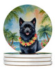 Schipperke Luau Large Sandstone Absorbent Round Coasters Pack of 4 product image at NuMercy