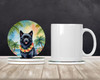 Schipperke Luau Large Sandstone Absorbent Round Coasters Pack of 4 product image at NuMercy 2