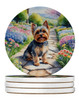 Yorkshire Terrier Spring Path Large Sandstone Absorbent Round Coasters Pack of 4 DAC6735 product image at NuMercy
