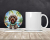 Wirehaired Pointing Griffon Luau Large Sandstone Absorbent Round Coasters Pack of 4 product image at NuMercy 2