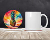 Colorful Pineapple Large Sandstone Absorbent Round Coasters Pack of 4 DAC1859 product image at NuMercy 2