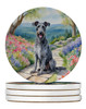 Scottish Deerhound Spring Path Large Sandstone Absorbent Round Coasters Pack of 4 product image at NuMercy