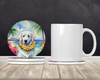 Kuvasz Luau Large Sandstone Absorbent Round Coasters Pack of 4 product image at NuMercy 2