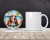 Basset Hound Luau Large Sandstone Absorbent Round Coasters Pack of 4 product image at NuMercy 2