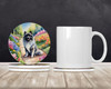 Keeshond Spring Path Large Sandstone Absorbent Round Coasters Pack of 4 product image at NuMercy 2