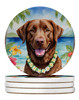 Chesapeake Bay Retriever Luau Large Sandstone Absorbent Round Coasters Pack of 4 product image at NuMercy