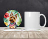 Silky Terrier Luau Large Sandstone Absorbent Round Coasters Pack of 4 product image at NuMercy 2