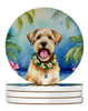 Wheaten Terrier Luau Large Sandstone Absorbent Round Coasters Pack of 4 product image at NuMercy