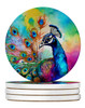 Hippie Animal Peacock Large Sandstone Absorbent Round Coasters Pack of 4 DAC4022 product image at NuMercy