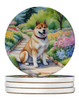 Akita Spring Garden Large Sandstone Absorbent Round Coasters Pack of 4 product image at NuMercy