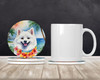 American Eskimo Luau Large Sandstone Absorbent Round Coasters Pack of 4 product image at NuMercy 2