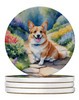Corgi Spring Path Large Sandstone Absorbent Round Coasters Pack of 4 DAC6609 product image at NuMercy