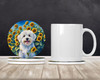Coton de Tulear in Sunflowers Large Sandstone Absorbent Round Coasters Pack of 4 product image at NuMercy 2