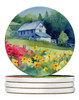 Massachusetts Mayflowers in Watercolor Large Sandstone Absorbent Round Coasters Pack of 4 DAC1668 product image at NuMercy