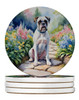 White Boxer Spring Path Large Sandstone Absorbent Round Coasters Pack of 4 product image at NuMercy