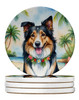 Collie Luau Large Sandstone Absorbent Round Coasters Pack of 4 product image at NuMercy