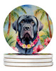 Neapolitan Mastiff Luau Large Sandstone Absorbent Round Coasters Pack of 4 product image at NuMercy