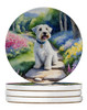 Sealyham Terrier Spring Path Large Sandstone Absorbent Round Coasters Pack of 4 product image at NuMercy