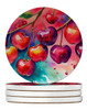 Colorful Cherries Large Sandstone Absorbent Round Coasters Pack of 4 DAC1834 product image at NuMercy