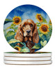 Cocker Spaniel in Sunflowers Large Sandstone Absorbent Round Coasters Pack of 4 DAC6059 product image at NuMercy