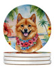 Finnish Spitz Luau Large Sandstone Absorbent Round Coasters Pack of 4 product image at NuMercy